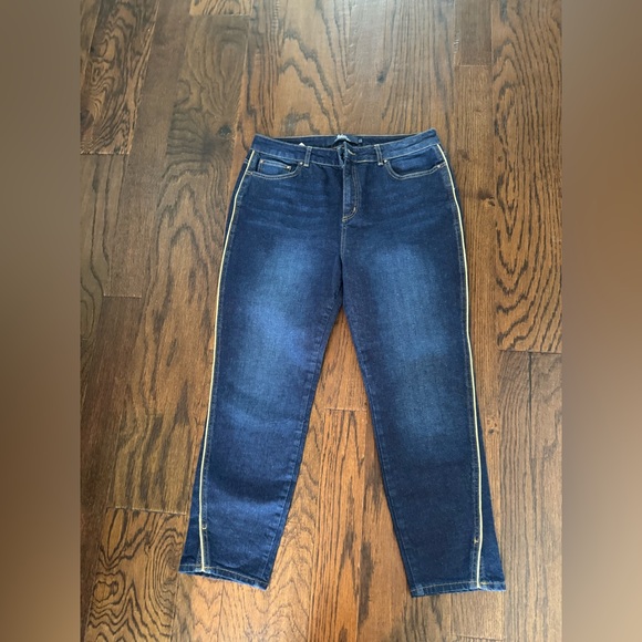 Boden Dark Blue Straight Leg Jeans  women’s size 12R with Gold Trim - Picture 1 of 10
